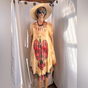 Hand Painted Tie-Dye Viscose Butterfly Summer Dress